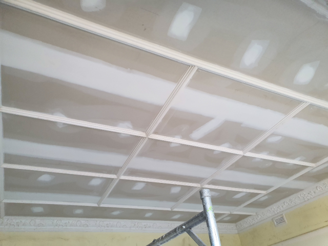 Plaster ceiling and strapping